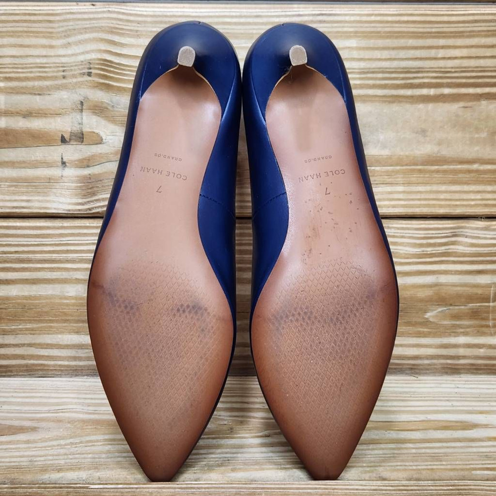 Cole Haan Womens Quincy Classic Pump Heel Blue Leather Slip On Pointed Toe 7B - Picture 7 of 9